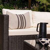 4 Seater Rattan Corner Sofa Set with LED Cantilever Parasol and Base - Brown Weave - Brown