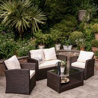 Cote garden sofa set - lean over parasol - 4 seater - brown rattan - Grey