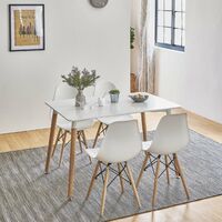 Inge Dining Table and Chairs Set with 4 White Chairs - white