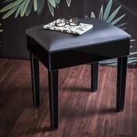 Aleanor Dressing Table, Stool and Tri-Fold Vanity Mirror Set - Black - Black