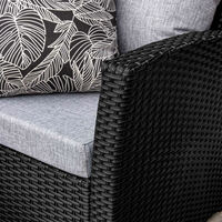 Cote garden sofa set - 4 seater - black rattan - Black