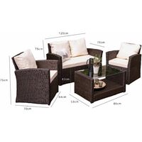 Cote garden sofa set - 4 seater - brown rattan - Brown