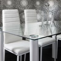 Anya glass dining table set - 6 seater - white - white