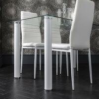 Anya glass dining table set - 6 seater - white - white