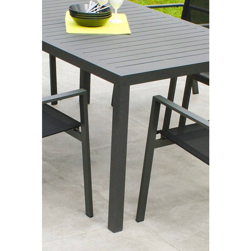 MIAMI - Table de jardin fixe en aluminium gris anthracite - DCB GARDEN
