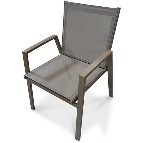 FLORIDE - Fauteuil de jardin empilable en aluminium quartz - DCB GARDEN (1/5)