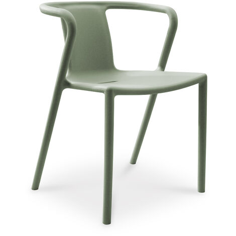 Fauteuil de jardin empilable en polypropylène vert olive – Dimensions L 52 x l 51,5 x H 72 cm – Résistant aux intempéries – Citygarden