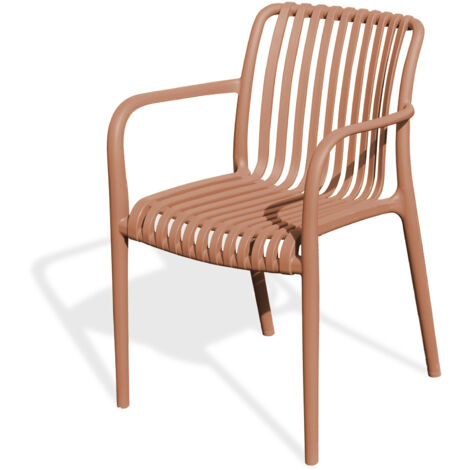 Dcb Garden – Fauteuil de jardin empilable en polypropylène – Assise ultra confortable avec accoudoirs design – Stable et tendance pour terrasses (1/5)