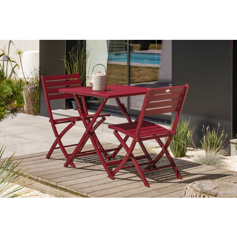 MARIUS - Chaise de jardin pliante en aluminium rouge carmin - CITY