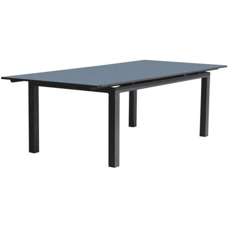 Dcb Garden – Table de jardin extensible 12 places en aluminium gris anthracite – Longueur ajustable 240/300 cm – Résistante aux UV et à la rouille