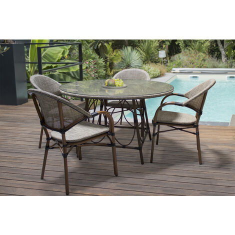 Ushuaia Ensemble Repas De Jardin Places En Aluminium Marron Dcb