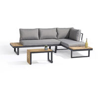 Salon de jardin 4 places DCB GARDEN - Tokyo - En bois d'acacia et aluminium - Gris anthracite