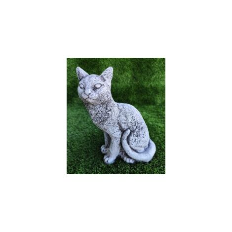 Figura Gato esperando de hormigón piedra 17x12x24cm.