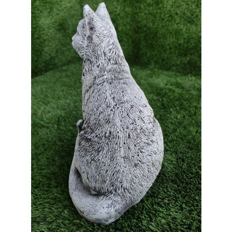 Figura Gato esperando de hormigón piedra 17x12x24cm.