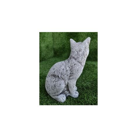 Figura Gato esperando de hormigón piedra 17x12x24cm.