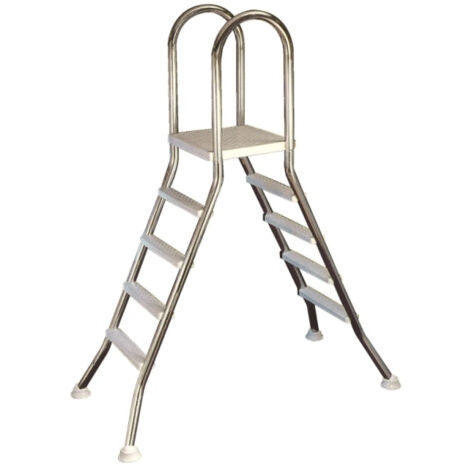 Scaletta di Risalita Flexinox Grand Comfort per Piscina Fuoriterra in Acciaio Inox AISI 304 - diam 43 mm con finitura lucida - 4 Gradini