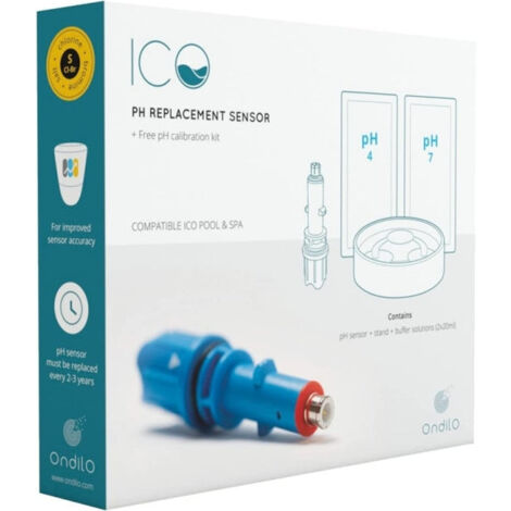 Sonda Sensore Plug & Play Blu PH per Isolotto Tecnologico Ondilo ICO Pool & ICO SPA - Rilevatore Parametri Ph + Cloro + Sale + Bromo + Temperatura Acqua Piscina + Kit Calibrazione