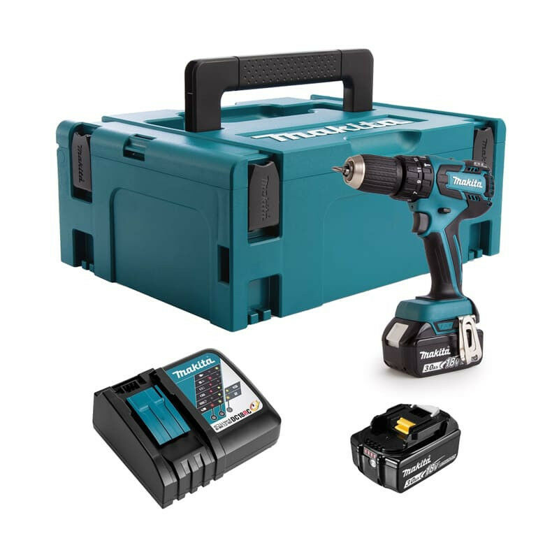 Perceuse à Percussion Makita DHP453RFX4 - 18V - 42Nm - Lot 2 Batteries 3.0Ah + 74 Accessoires