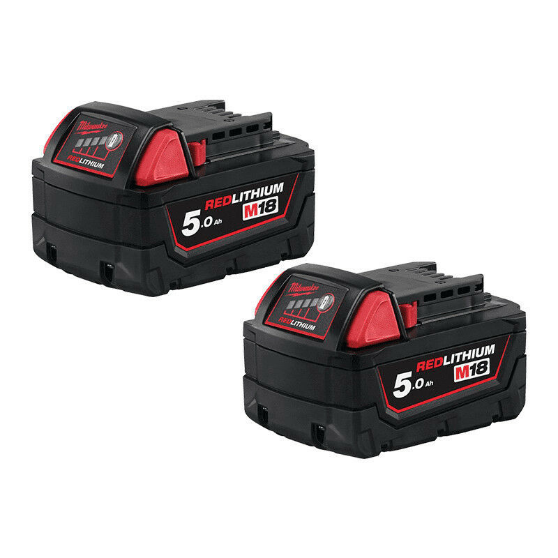 Lot de 2 batteries 18V Li-Ion 5,0 Ah RED LITHIUM  M18 B5 - MILWAUKEE 4932451242