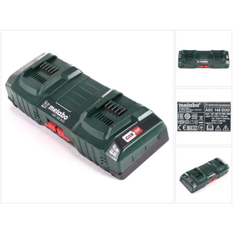 Metabo – Chargeur rapide double 12-36V – Recharge 4x plus rapide – Technologie AIR COOLED – 2 ports USB – Compatible avec batteries à glissière (1/7)