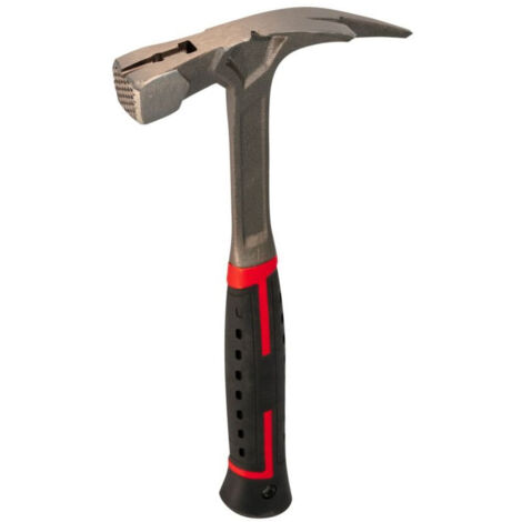 Taliaplast – Marteau de charpentier 850g – Tête en acier forgé avec traitement à chaud – Manche bi-matière – Porte clous magnétique – 470416