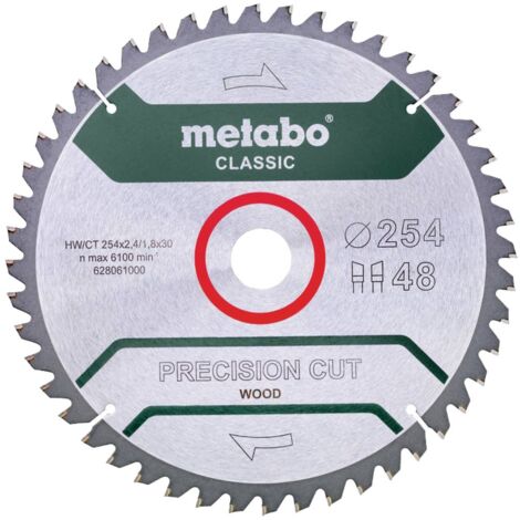 Metabo – Lame de scie circulaire 254mm – Alésage 30mm – 24 dents – Pour bois dur et métal – HW/CT