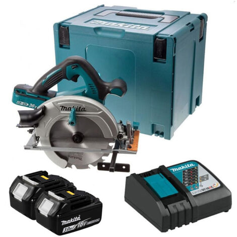 Makita – Scie circulaire 36V LXT Ø190 mm avec 2 batteries 3.0Ah – Moteur CC puissant – Profondeur de coupe 68,5 mm – DHS710RFJ