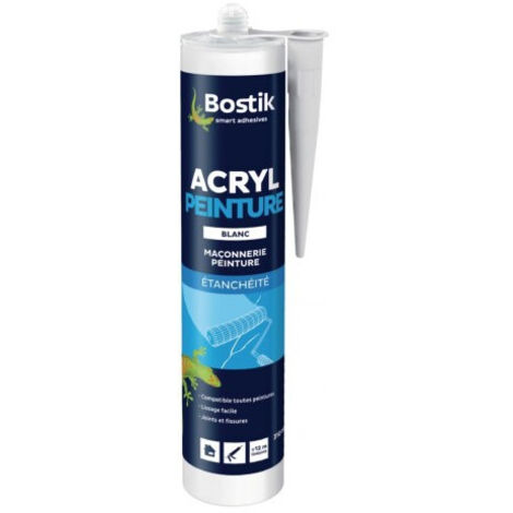 Bostik – Mastic acrylique d'étanchéité blanc 310ml – Forte adhérence sans primaire sur béton, bois, PVC – Séchage rapide, lissage facile