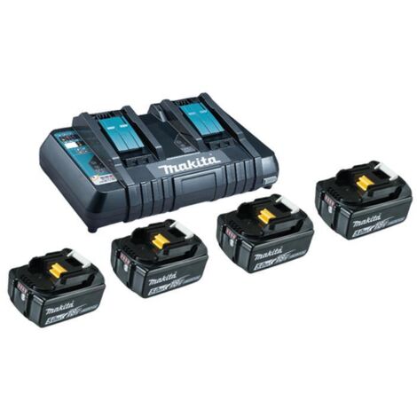 Makita – Pack Énergie 18V 5,0 Ah – 2 batteries BL1850B – Chargeur double rapide DC18RD – Autonomie prolongée pour outils exigeants (1/6)