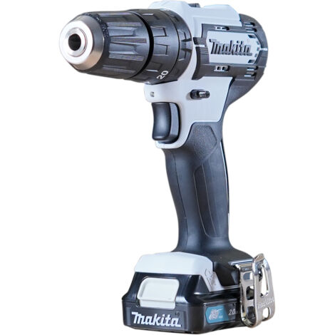 Perceuse à percussion sans fil Makita HP 333 DSAW 12 V 30 Nm blanche + 1 batterie 2,0 Ah + chargeur + coffret
