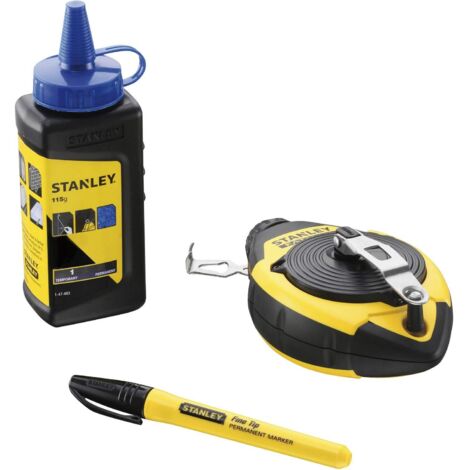 Stanley – Kit cordeau traceur 30 m – Biberon de poudre de traçage 115 g – Feutre noir – Cordeau en coton et polyester – 47681