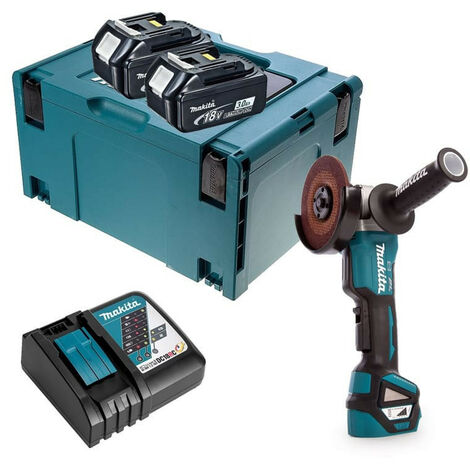 Makita DGA 517 RFJ Meuleuse d'angle sans fil 18 V 125 mm + 2x Batteries 3,0 Ah + Chargeur + Coffret de transport Makpac 3 (1/5)