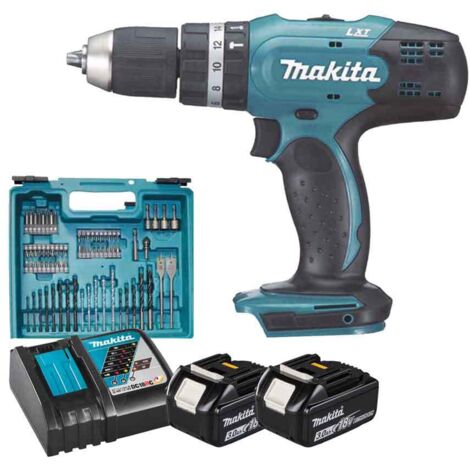 Makita – Perceuse à percussion 18V DHP453RFX4 – 2 batteries 3.0Ah – Couple 42Nm – Mandrin 13mm – Mallette avec 74 accessoires (1/5)