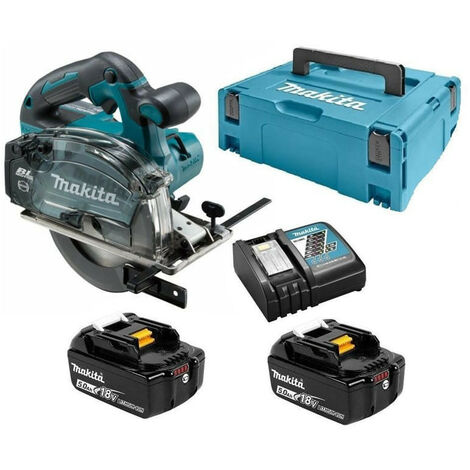 Makita – Scie circulaire 18V avec 2 batteries 5Ah – Ø 136 mm pour découpe métal – Profondeur de coupe 50,5 mm – Éclairage LED intégré - DCS552RTJ