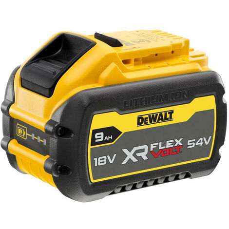 Dewalt – Batterie 9,0 Ah 54V – Technologie Li-Ion – Compatible 18V XR – Système de diagnostic avec témoin LED – Pour chantiers humides