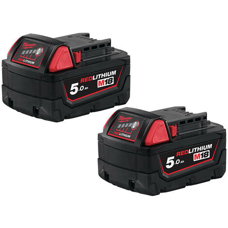 Lot de 2 batteries 18V Li-Ion 5,0 Ah RED LITHIUM  M18 B5 - MILWAUKEE 4932451242