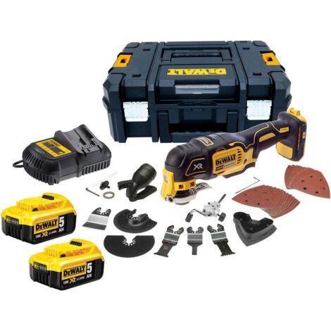 Dewalt – Outil multifonction 18V avec 2 batteries 5Ah – Moteur sans balais – 29 accessoires – Coffret Tstak – DCS355P2 (1/5)