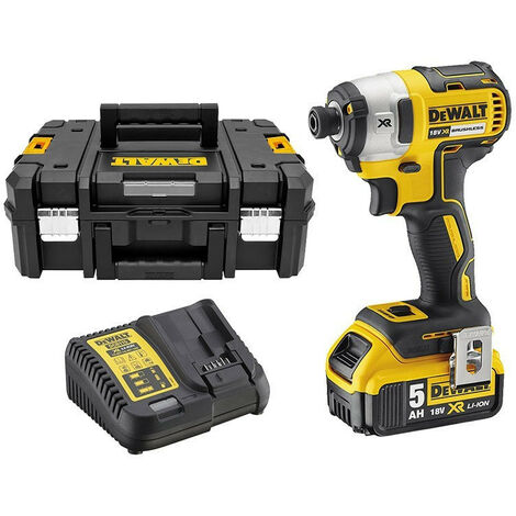 Dewalt – Visseuse à chocs 18V avec 1 batterie 5.0Ah – Moteur Brushless – Couple 205Nm – 3 vitesses pour vissage intensif – Coffret de transport (1/6)