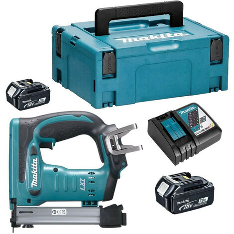 Makita – Agrafeuse électroportative 18V avec 2 batteries 3.0Ah – Capacité jusqu'à 3500 agrafes – Profondeur réglable 4 positions – DST221RFJ