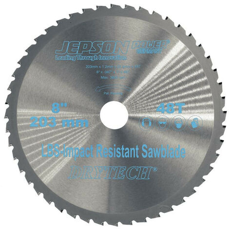 Lame carbure Drytech LBS shock resistant Ø 203 mm 48D pour acier (parois minces) - JEPSON 72220348 (1/3)