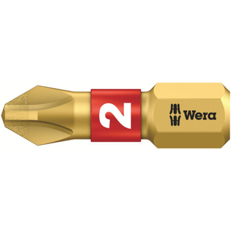 WERA 5056402001 Bit 851/1 BDC 1/4 Zoll PH 2 Länge 25 mm BiTorsion, diamatbeschic