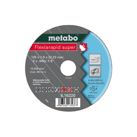 Metabo Flexiarapid super 105x1,0x16,0 Inox, Trennscheibe,TF 41 (616210000)