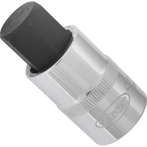 VIGOR Schraubendrehereinsatz, 1/2 (12,5 mm) Vierkant hohl, Innen Sechskant Profil, SW 17 mm