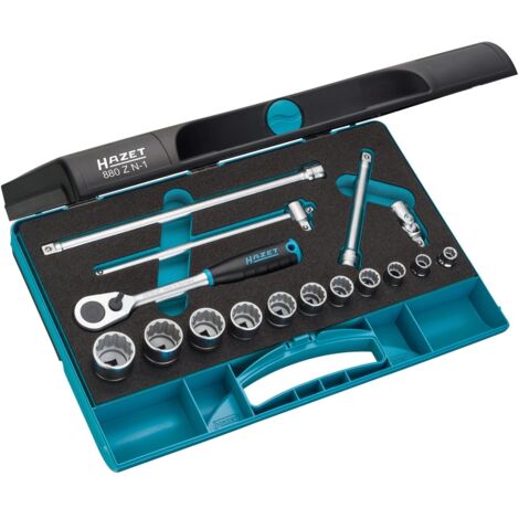 HAZET Steckschlüssel-Satz 880ZN-1 Vierkant hohl 10 mm (3/8 Zoll) Außen-Doppe