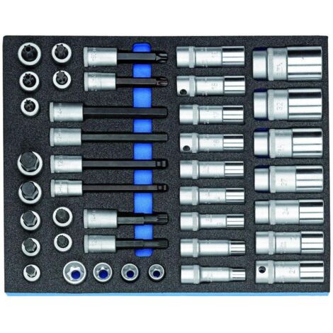 Steckschlüssel-Sortiment 1/2" in Check-Tool-Modul, 40-tlg