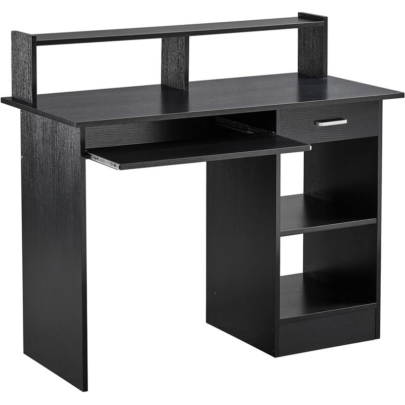 Yaheetech Computertisch Schreibtisch mit Schubladen Bürotisch für Büro und  Zuhause 106 x 94 x 50 cm, Schwarz