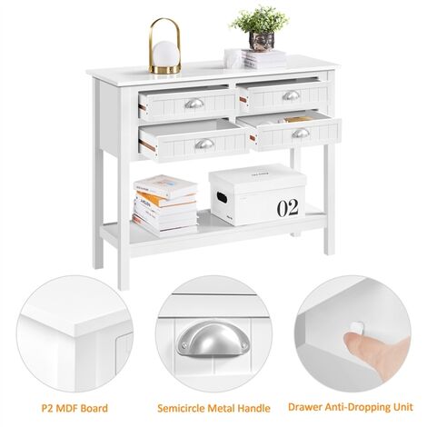 YATINEY Konsolentisch 160cm - Flurtisch Mit 4 Schubladen Vintage