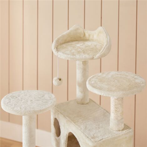 Yaheetech Cat Scratching Post Stabile Katze Kratzbaum Katzenmöbel Kletterbaum für Katzen Höhe 137 cm Beige