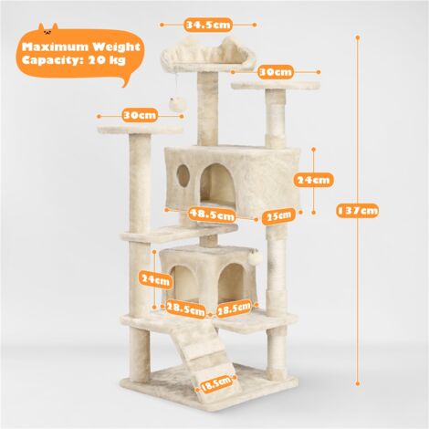 Yaheetech Cat Scratching Post Stabile Katze Kratzbaum Katzenmöbel Kletterbaum für Katzen Höhe 137 cm Beige