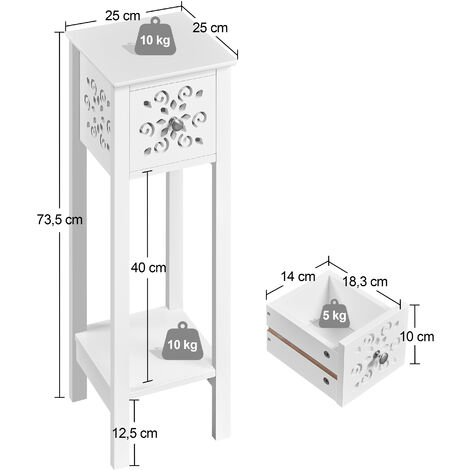 Yaheetech 2er Set Nachttisch Nachtschrank mit Schublade und offenem Ablagefach Beistelltisch Blumenmuster Nachtkommode für Schlafzimmer Wohnzimmer, 25× 25 ×73,5 cm Weiß